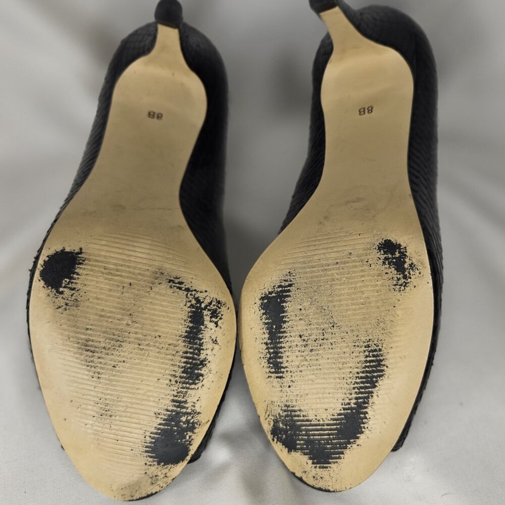 Talbots Snake Skin Leather Womens Peep Toe Pump/heel, 8M, Black - Picture 5 of 7